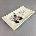 Japanese Ceramic Plate Vtg Rectangle Pottery Floral Kanji Morning Glory PP316