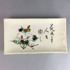 Japanese Ceramic Plate Vtg Rectangle Pottery Floral Kanji White Camellia PP319