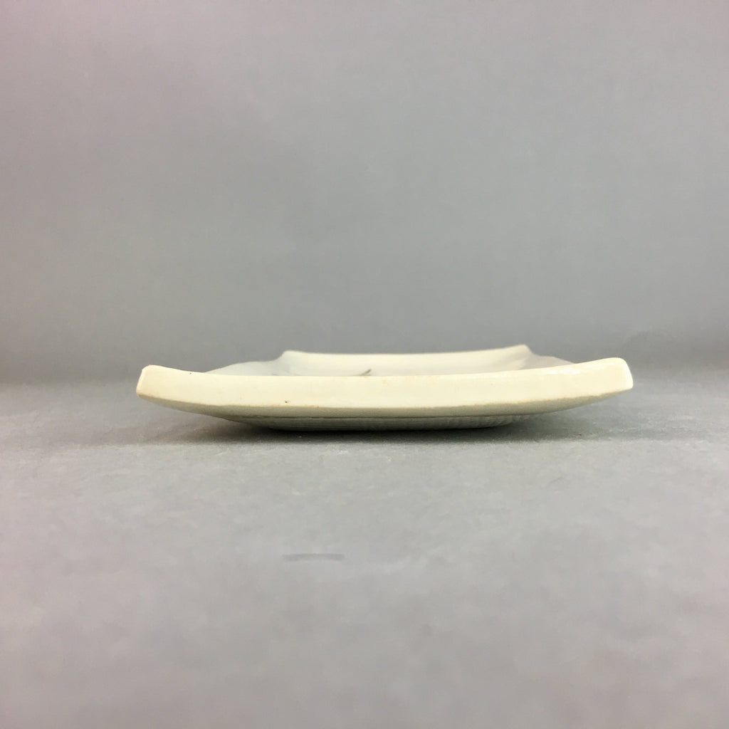 Japanese Ceramic Plate Vtg Rectangle Pottery Floral Kanji White Camellia PP319