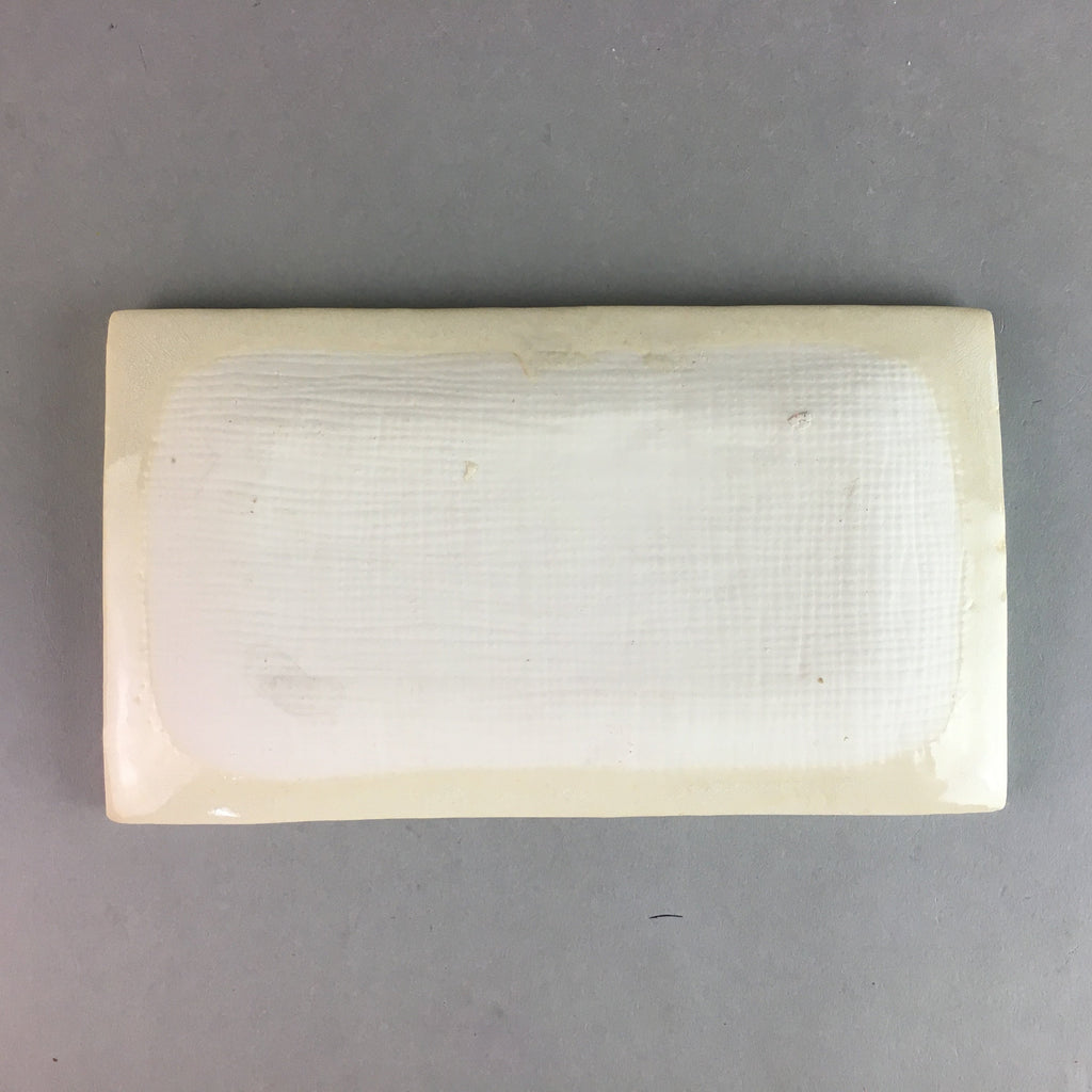 Japanese Ceramic Plate Vtg Rectangle Pottery Floral Kanji White Camellia PP319