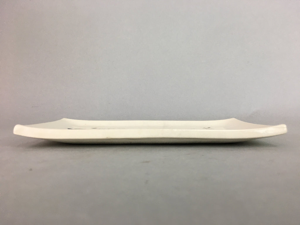 Japanese Ceramic Plate Vtg Rectangle Pottery Floral Kanji White Camellia PP325