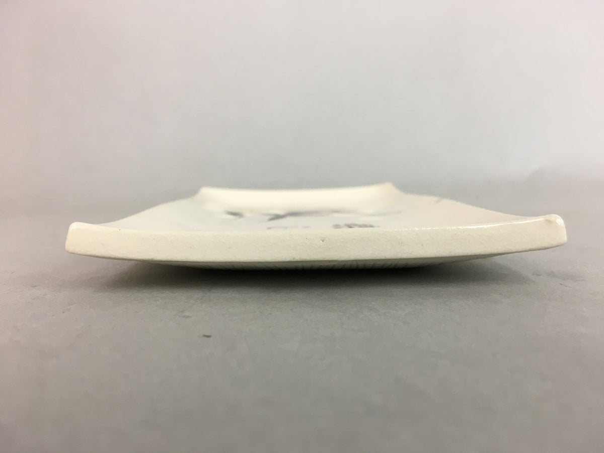 Japanese Ceramic Plate Vtg Rectangle Pottery Floral Kanji White Camellia PP325