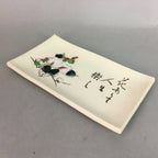 Japanese Ceramic Plate Vtg Rectangle Pottery Floral Kanji White Camellia PP325