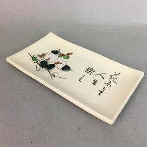 Japanese Ceramic Plate Vtg Rectangle Pottery Floral Kanji White Camellia PP325