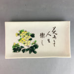 Japanese Ceramic Plate Vtg Rectangle Pottery Floral Kanji Yellow Canola Flower P