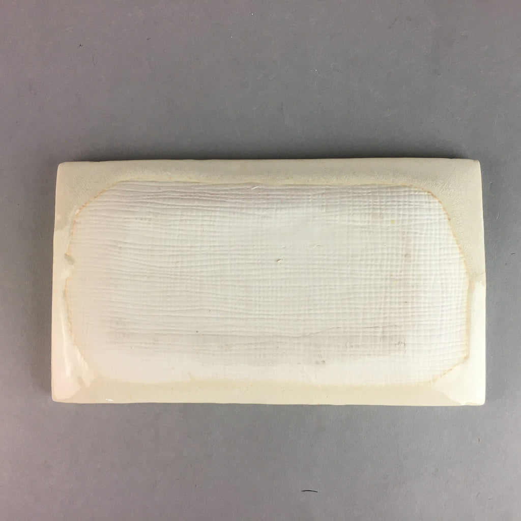 Japanese Ceramic Plate Vtg Rectangle Pottery Floral Kanji Yellow Canola Flower P