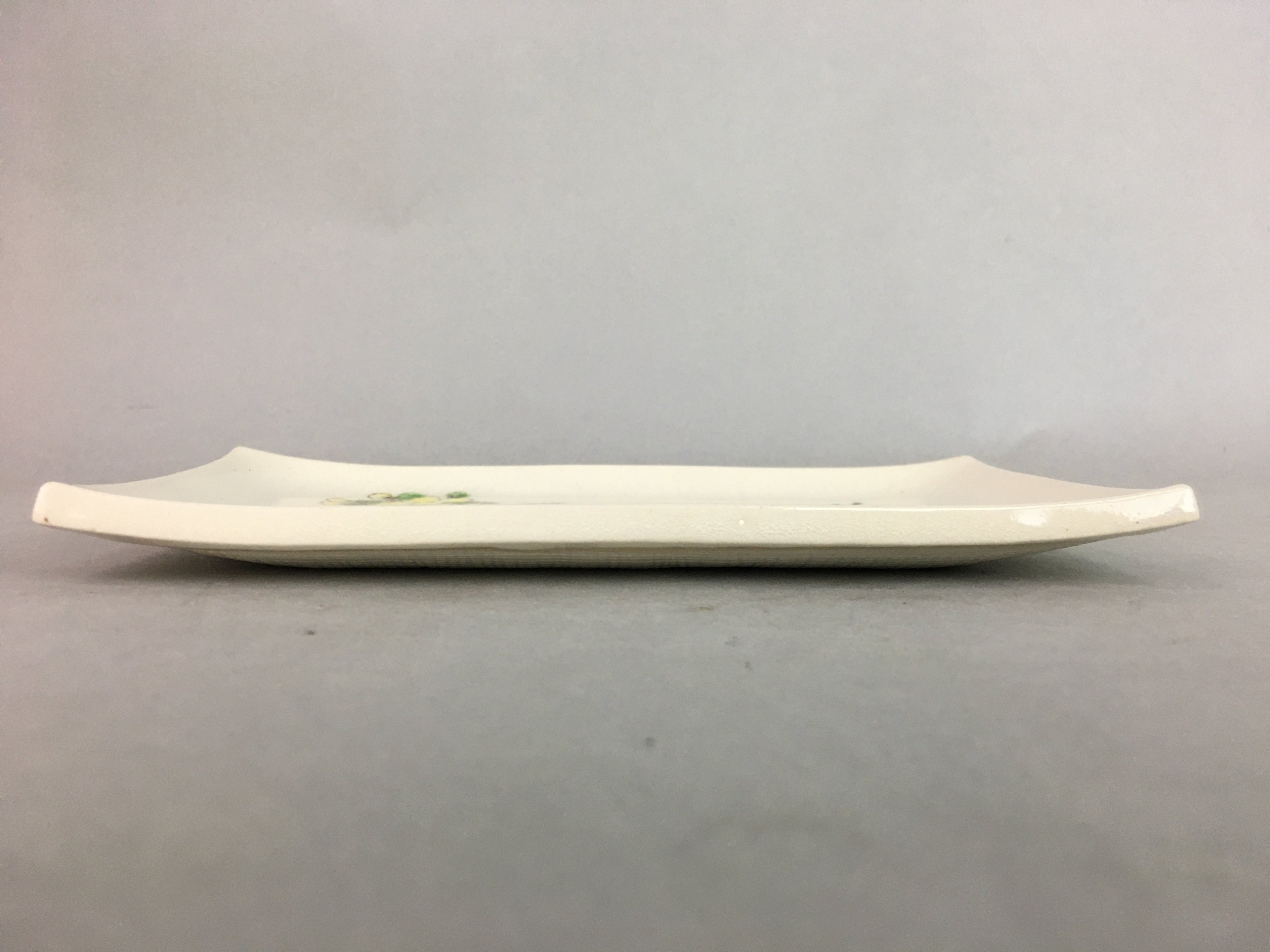 Japanese Ceramic Plate Vtg Rectangle Pottery Floral Kanji Yellow Canola PP326