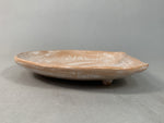 Japanese Ceramic Plate Vtg Wooden Box Half Moon Orange Haiga PX477