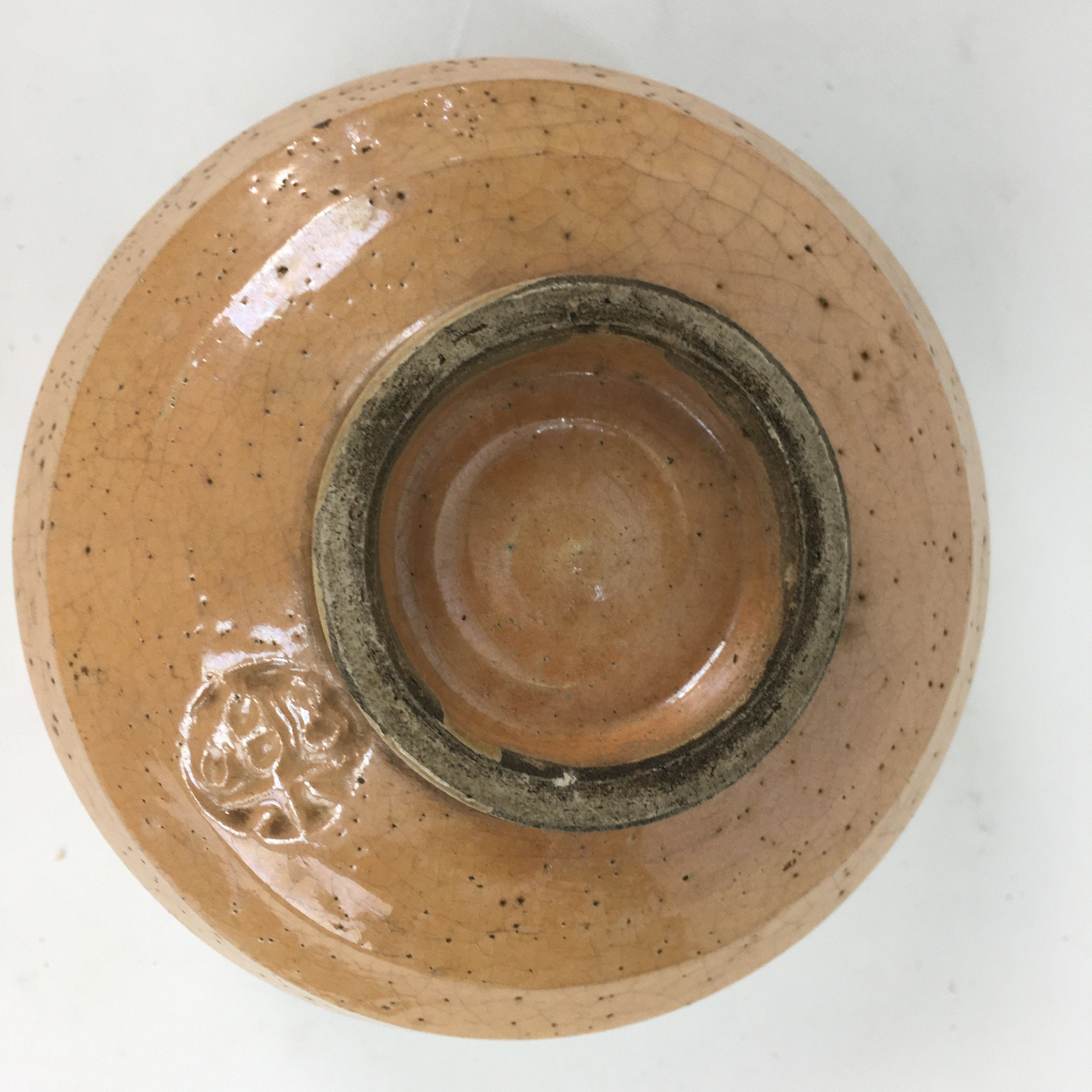 Japanese Ceramic Raku Ware Tea Ceremony Bowl Vtg Orange Matcha Chawan GTB782