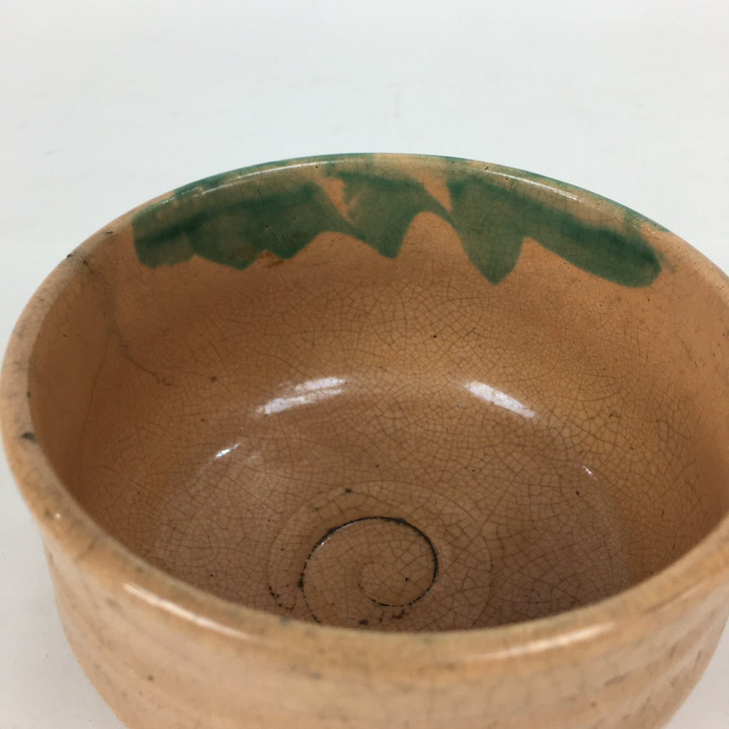 Japanese Ceramic Raku Ware Tea Ceremony Bowl Vtg Orange Matcha Chawan GTB782