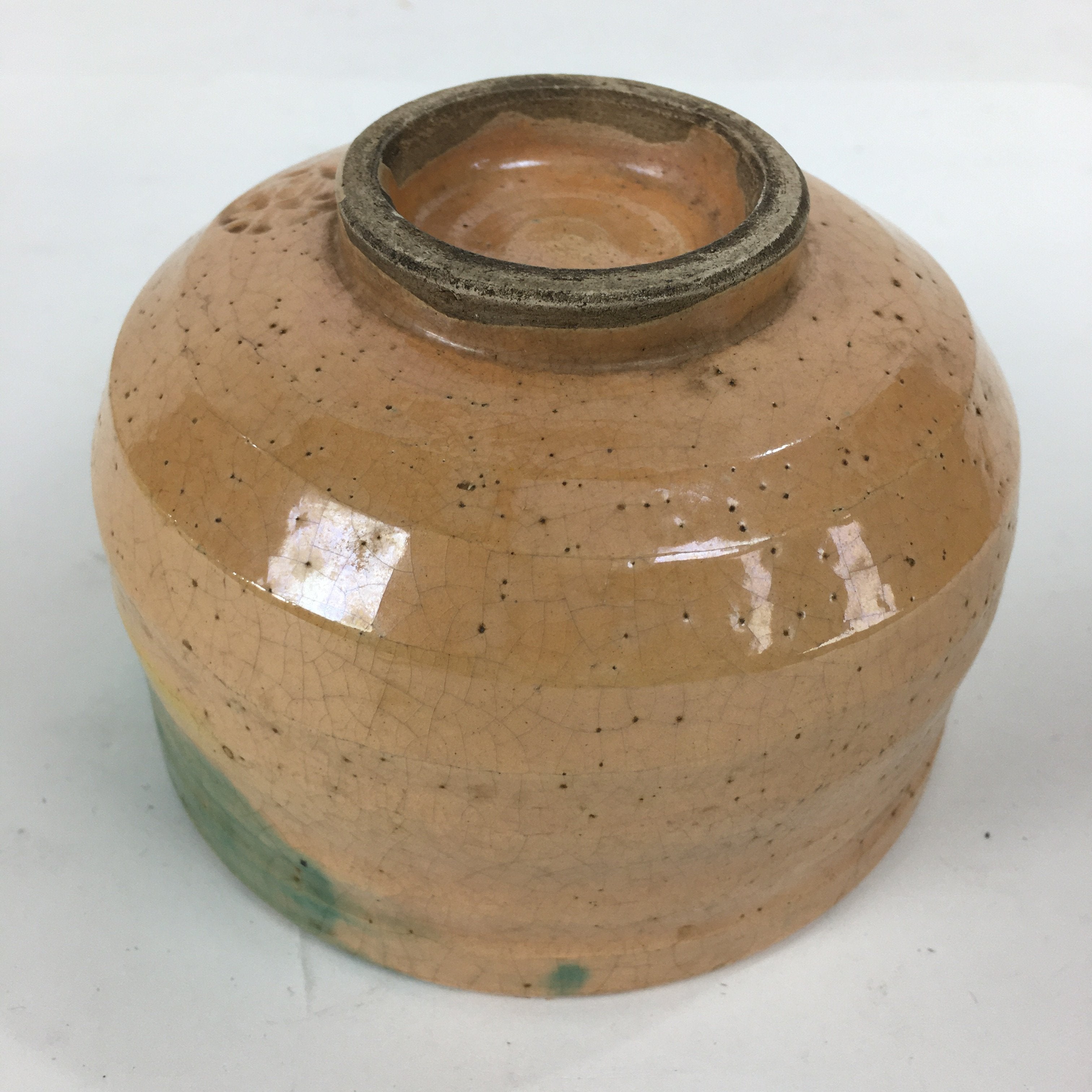 Japanese Ceramic Raku Ware Tea Ceremony Bowl Vtg Orange Matcha Chawan GTB782