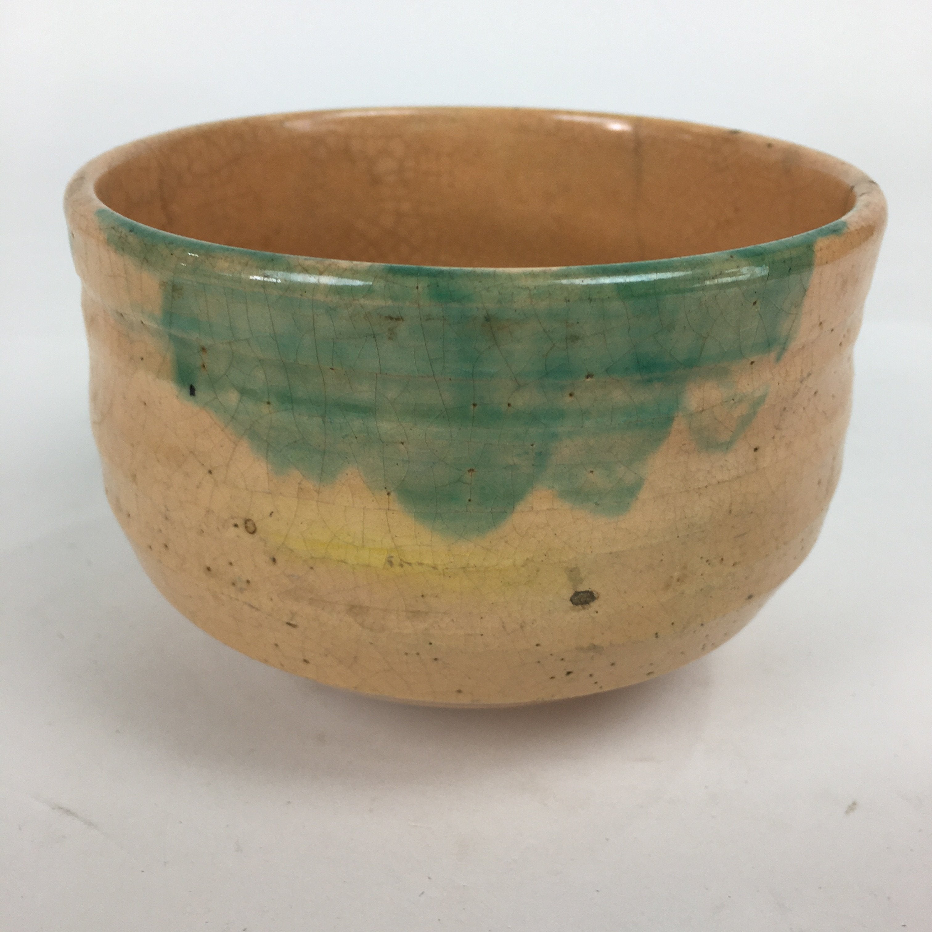 Japanese Ceramic Raku Ware Tea Ceremony Bowl Vtg Orange Matcha Chawan GTB782