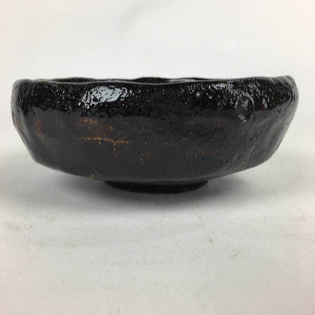 Japanese Ceramic Rakuyaki Tea Ceremony Green Tea Bowl Vtg Black Chawan GTB832