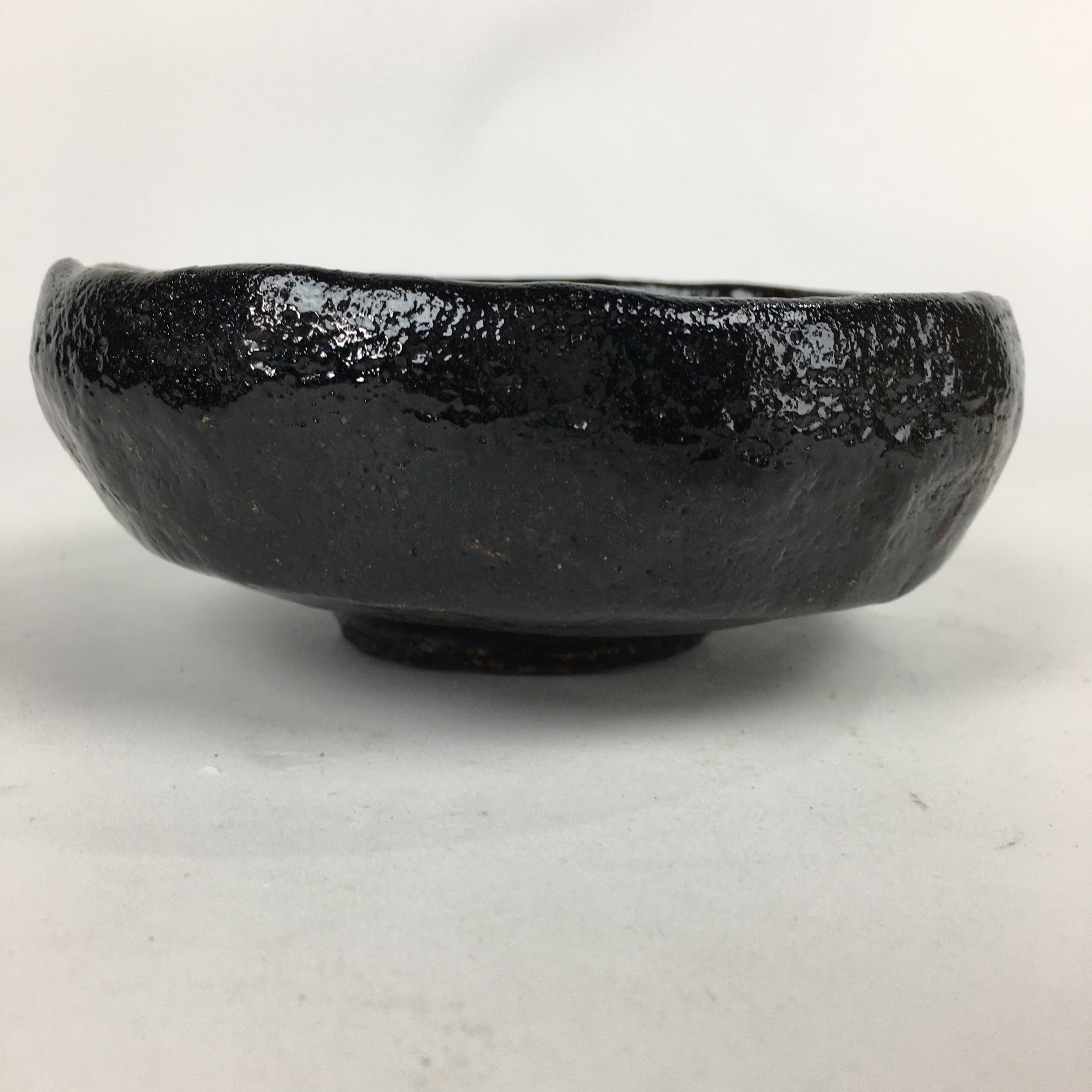 Japanese Ceramic Rakuyaki Tea Ceremony Green Tea Bowl Vtg Black Chawan GTB832
