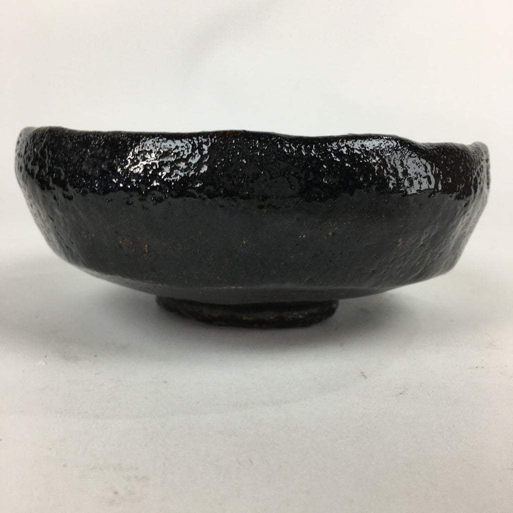 Japanese Ceramic Rakuyaki Tea Ceremony Green Tea Bowl Vtg Black Chawan GTB832