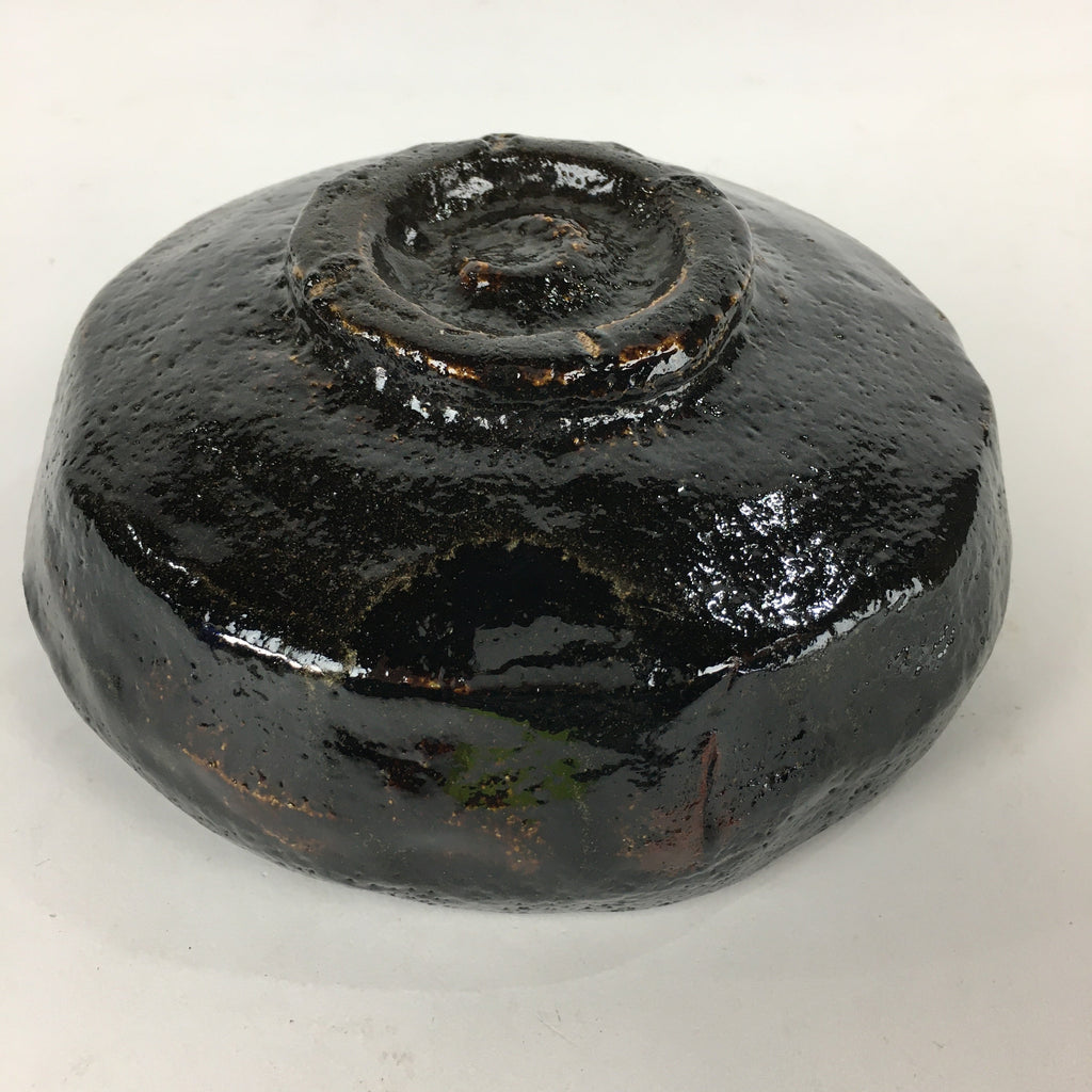 Japanese Ceramic Rakuyaki Tea Ceremony Green Tea Bowl Vtg Black Chawan GTB832