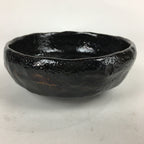 Japanese Ceramic Rakuyaki Tea Ceremony Green Tea Bowl Vtg Black Chawan GTB832