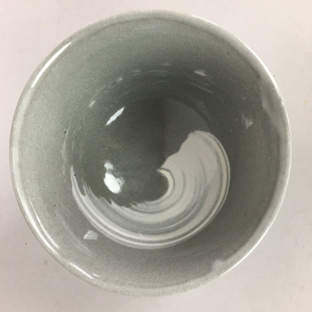Japanese Ceramic Rice Bowl Vtg Chawan Pottery Gray White Yakimono Donburi PP485