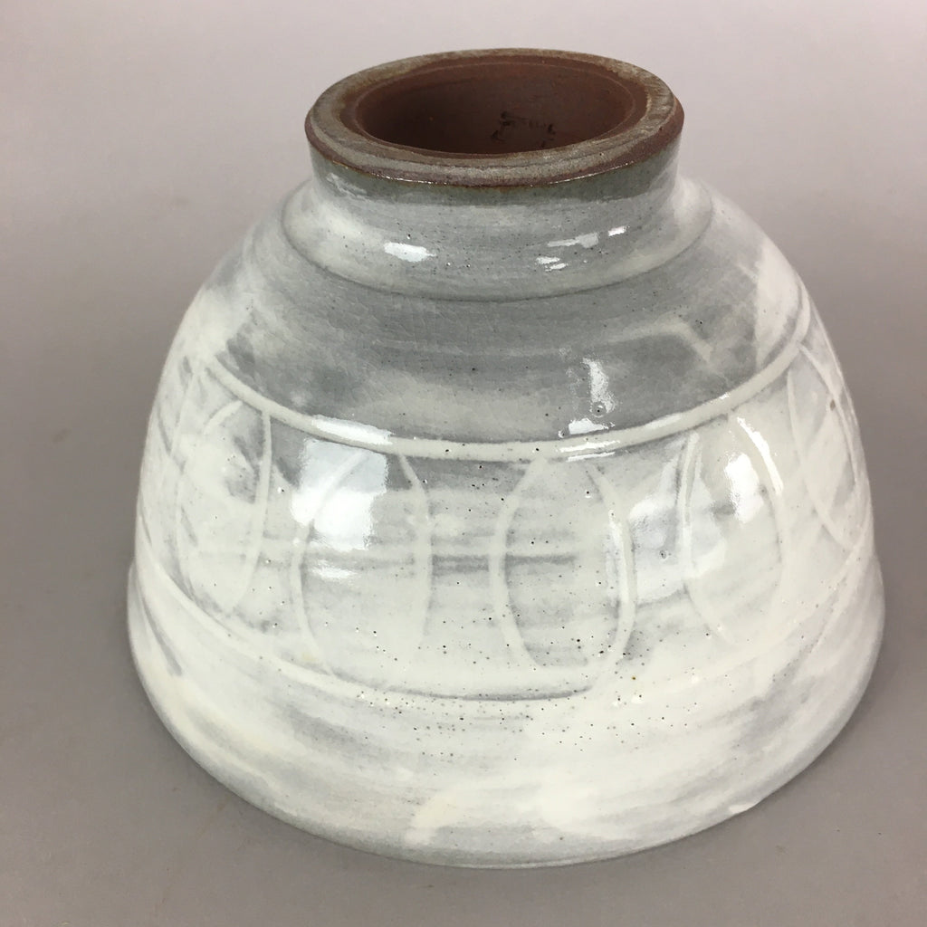 Japanese Ceramic Rice Bowl Vtg Chawan Pottery Gray White Yakimono Donburi PP485