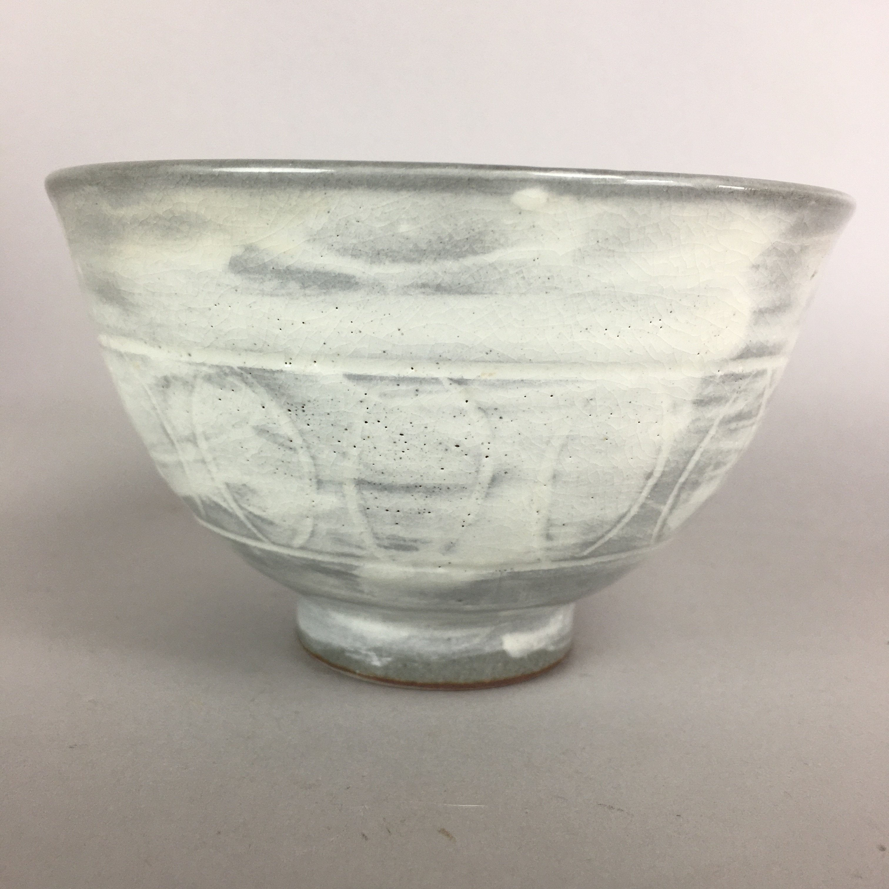 Japanese Ceramic Rice Bowl Vtg Chawan Pottery Gray White Yakimono Donburi PP485