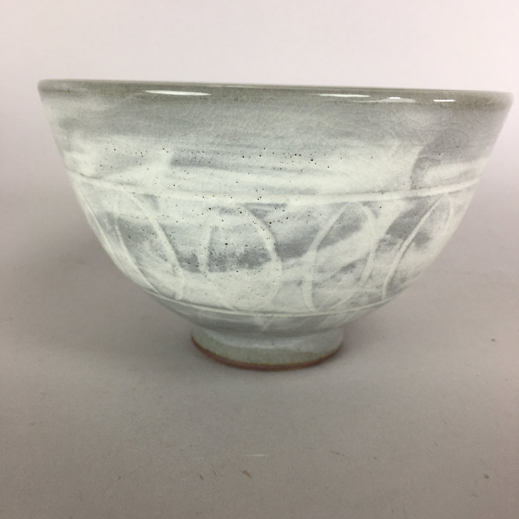 Japanese Ceramic Rice Bowl Vtg Chawan Pottery Gray White Yakimono Donburi PP486