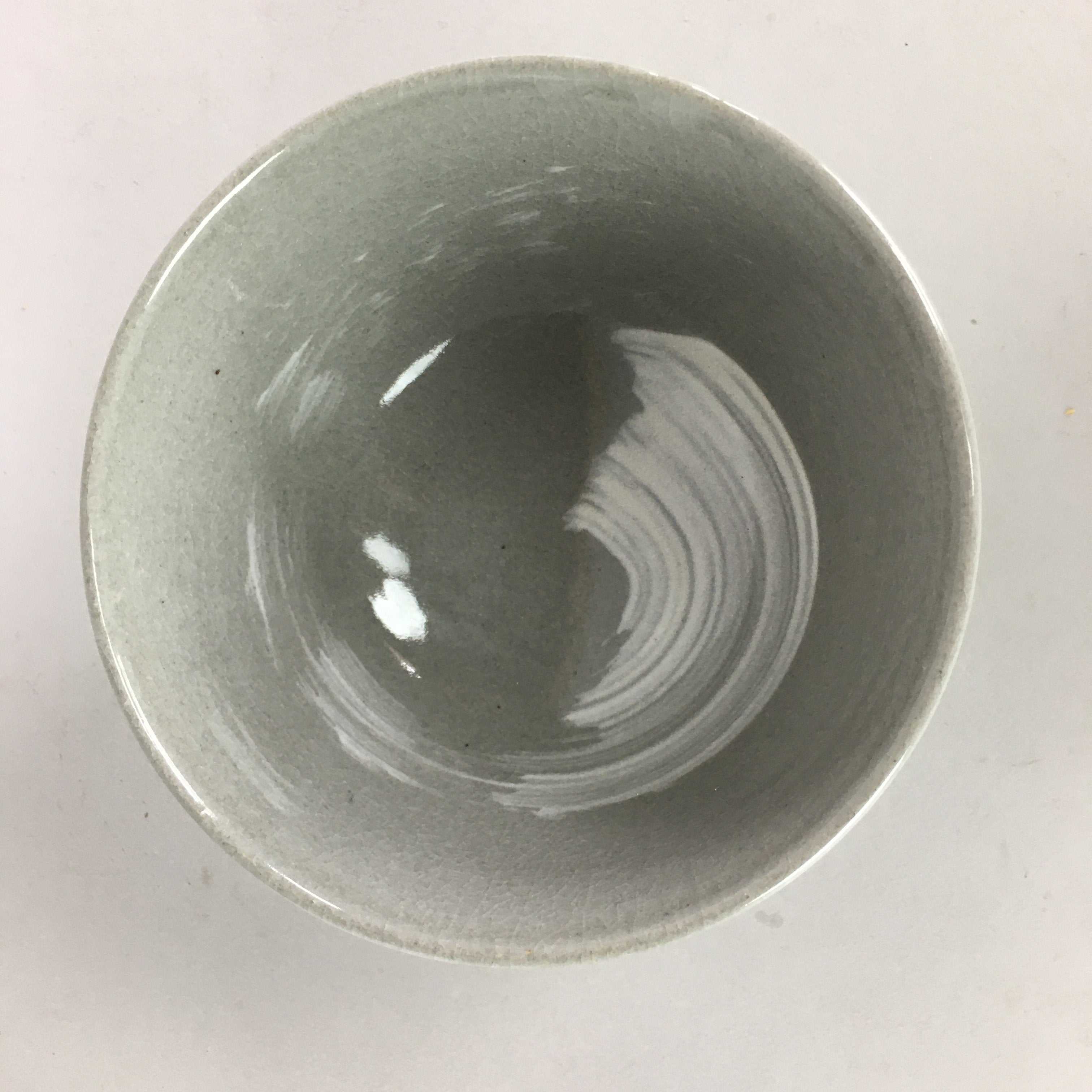 Japanese Ceramic Rice Bowl Vtg Chawan Pottery Gray White Yakimono Donburi PP486