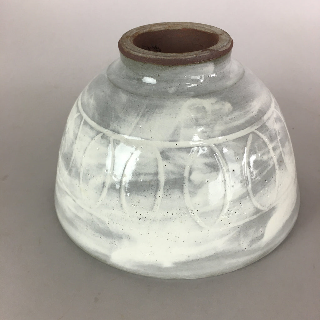 Japanese Ceramic Rice Bowl Vtg Chawan Pottery Gray White Yakimono Donburi PP486