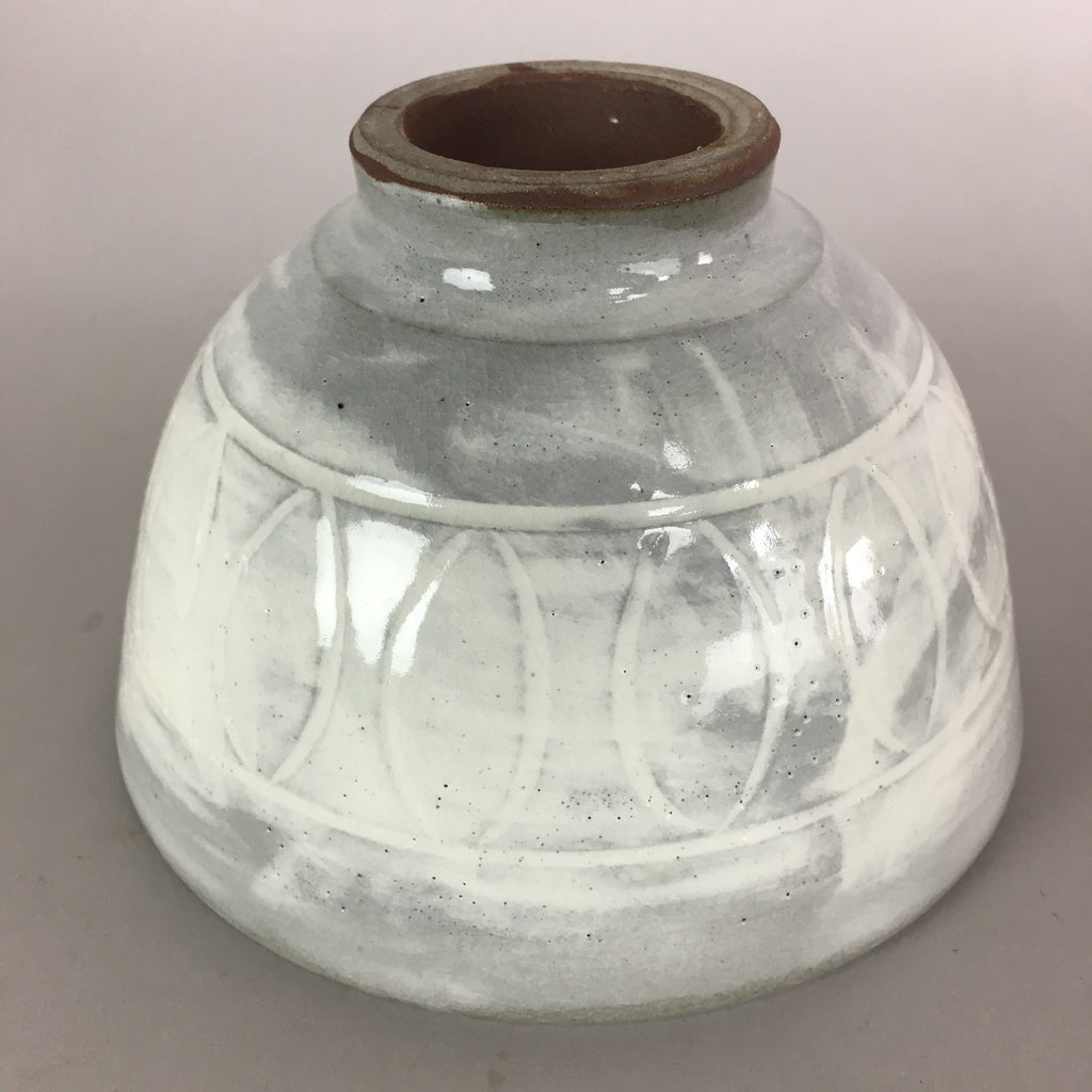 Japanese Ceramic Rice Bowl Vtg Chawan Pottery Gray White Yakimono Donburi PP486