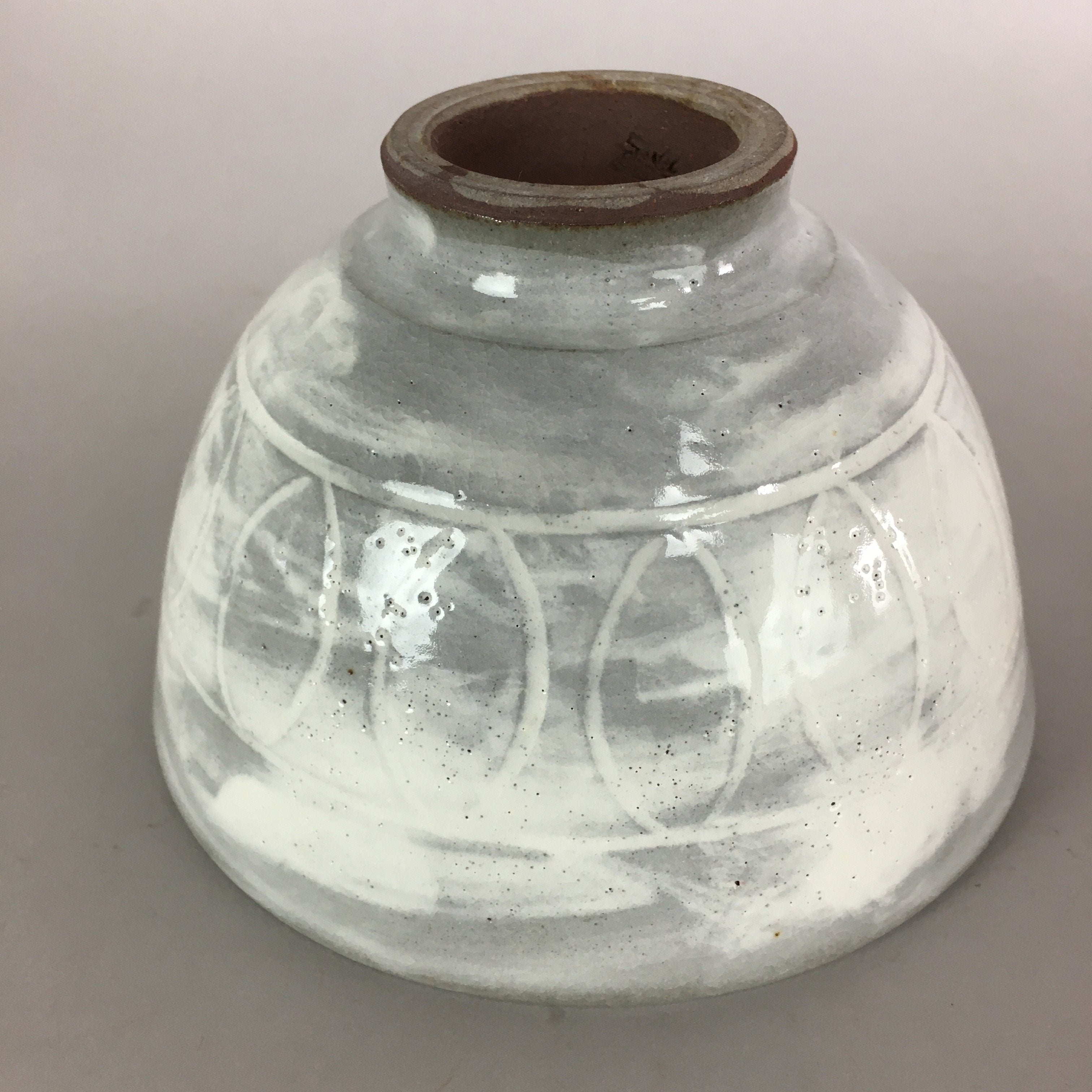 Japanese Ceramic Rice Bowl Vtg Chawan Pottery Gray White Yakimono Donburi PP486
