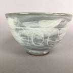 Japanese Ceramic Rice Bowl Vtg Chawan Pottery Gray White Yakimono Donburi PP486