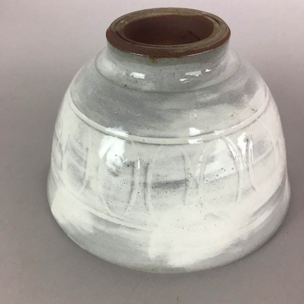 Japanese Ceramic Rice Bowl Vtg Chawan Pottery Gray White Yakimono Donburi PP487