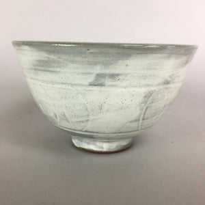 Japanese Ceramic Rice Bowl Vtg Chawan Pottery Gray White Yakimono Donburi PP488