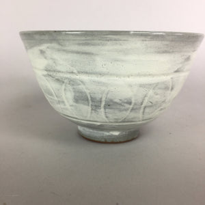 Japanese Ceramic Rice Bowl Vtg Chawan Pottery Gray White Yakimono Donburi PP488