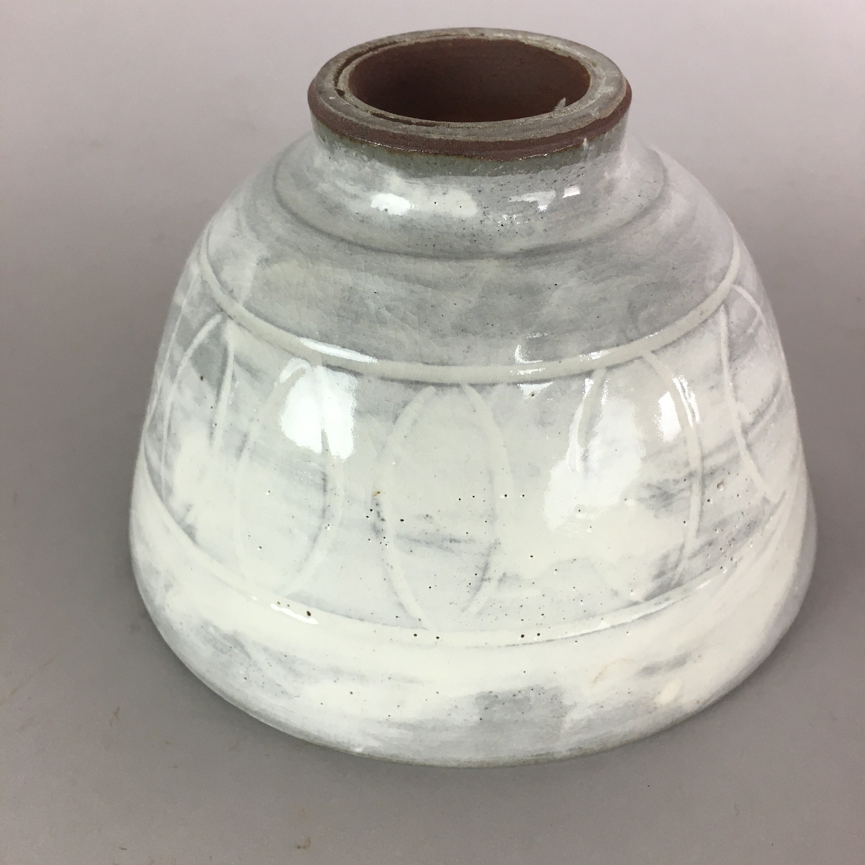 Japanese Ceramic Rice Bowl Vtg Chawan Pottery Gray White Yakimono Donburi PP489