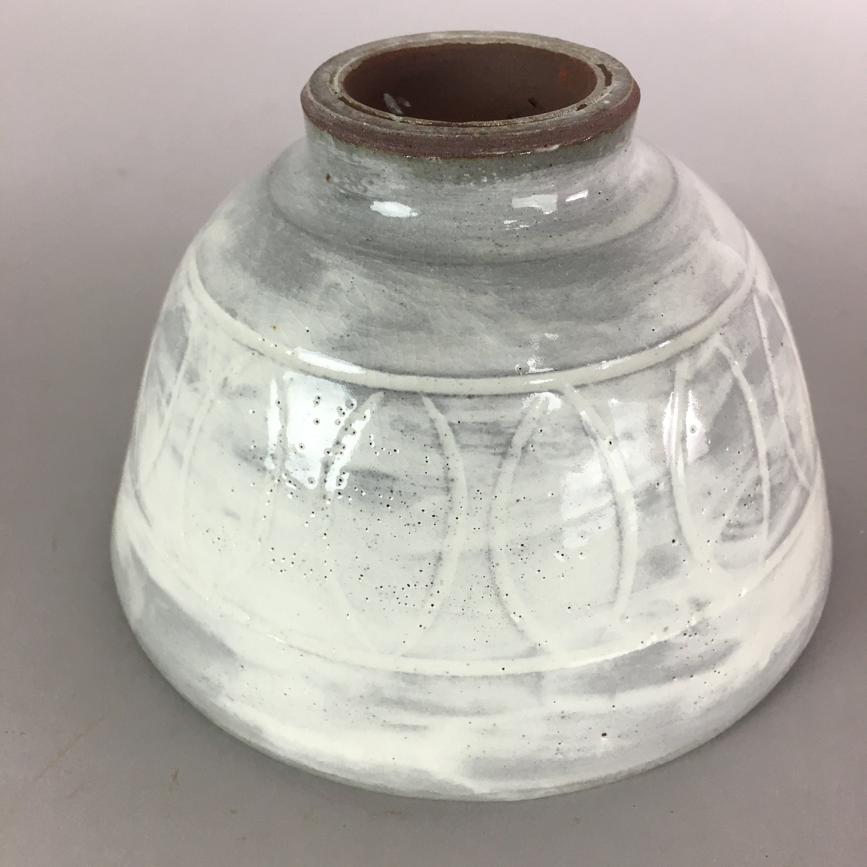 Japanese Ceramic Rice Bowl Vtg Chawan Pottery Gray White Yakimono Donburi PP489