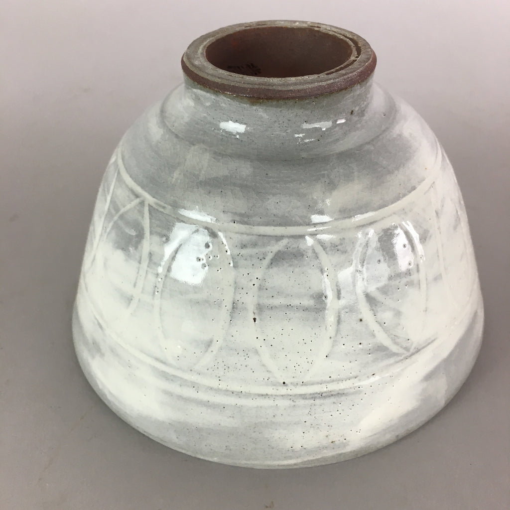 Japanese Ceramic Rice Bowl Vtg Chawan Pottery Gray White Yakimono Donburi PP489