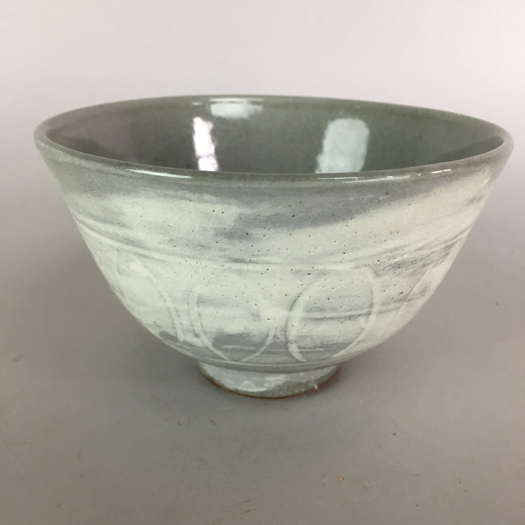 Japanese Ceramic Rice Bowl Vtg Chawan Pottery Gray White Yakimono Donburi PP489