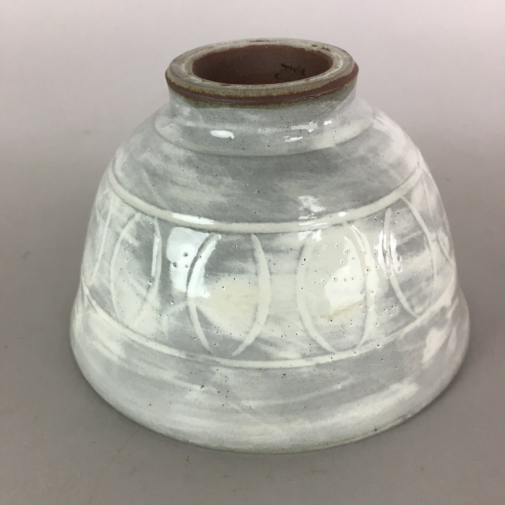 Japanese Ceramic Rice Bowl Vtg Chawan Pottery Gray White Yakimono Donburi PP490
