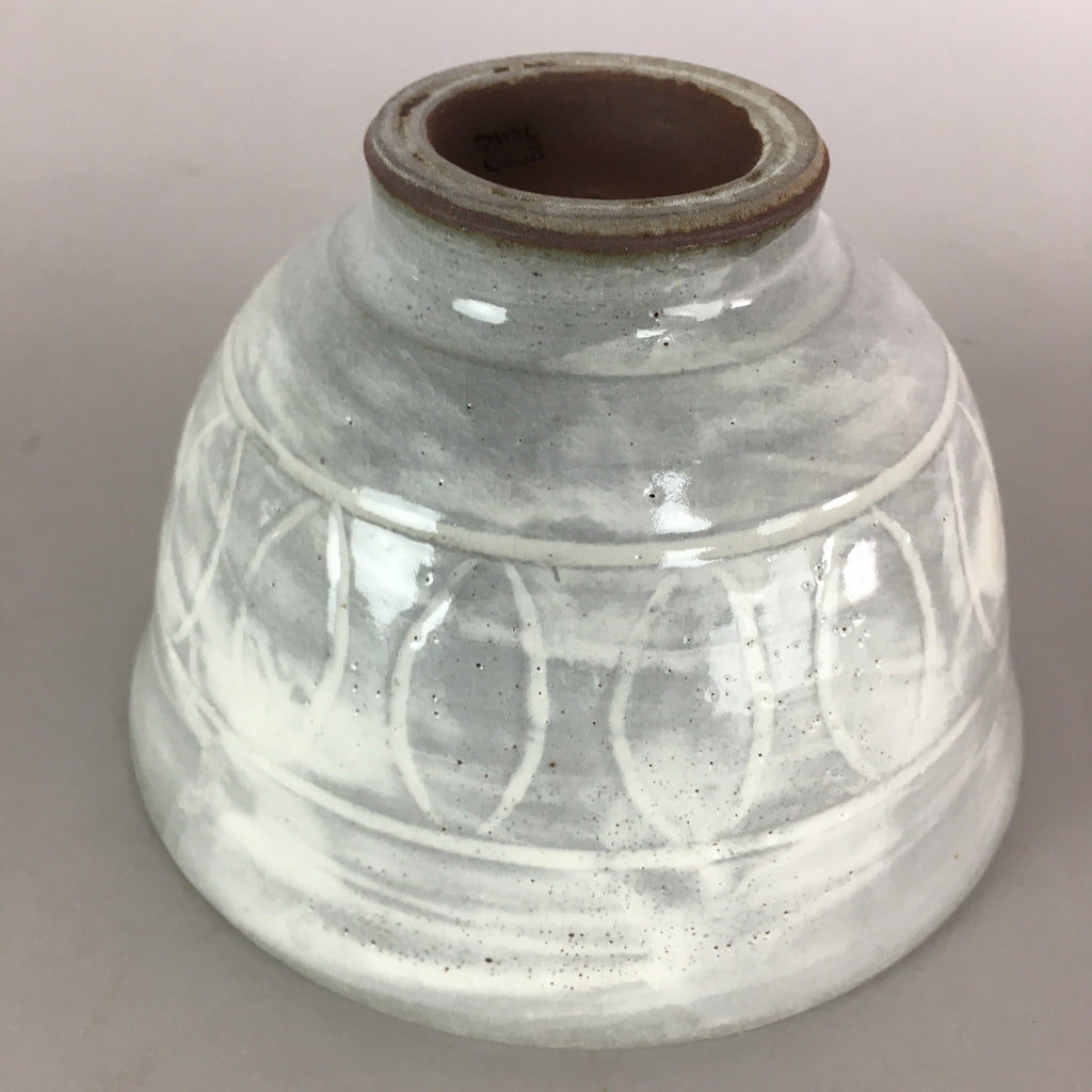 Japanese Ceramic Rice Bowl Vtg Chawan Pottery Gray White Yakimono Donburi PP490