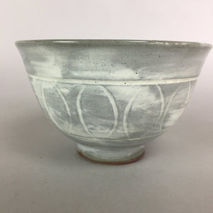 Japanese Ceramic Rice Bowl Vtg Chawan Pottery Gray White Yakimono Donburi PP491