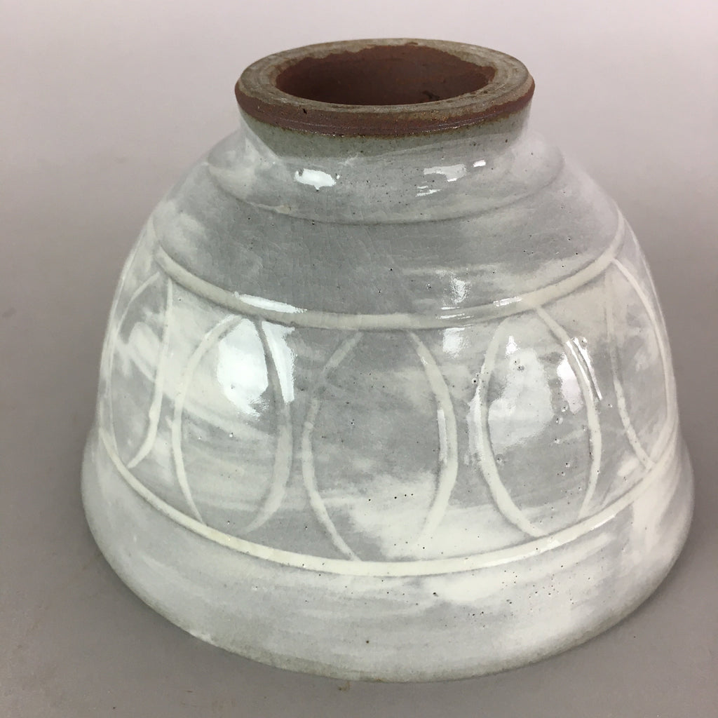 Japanese Ceramic Rice Bowl Vtg Chawan Pottery Gray White Yakimono Donburi PP491