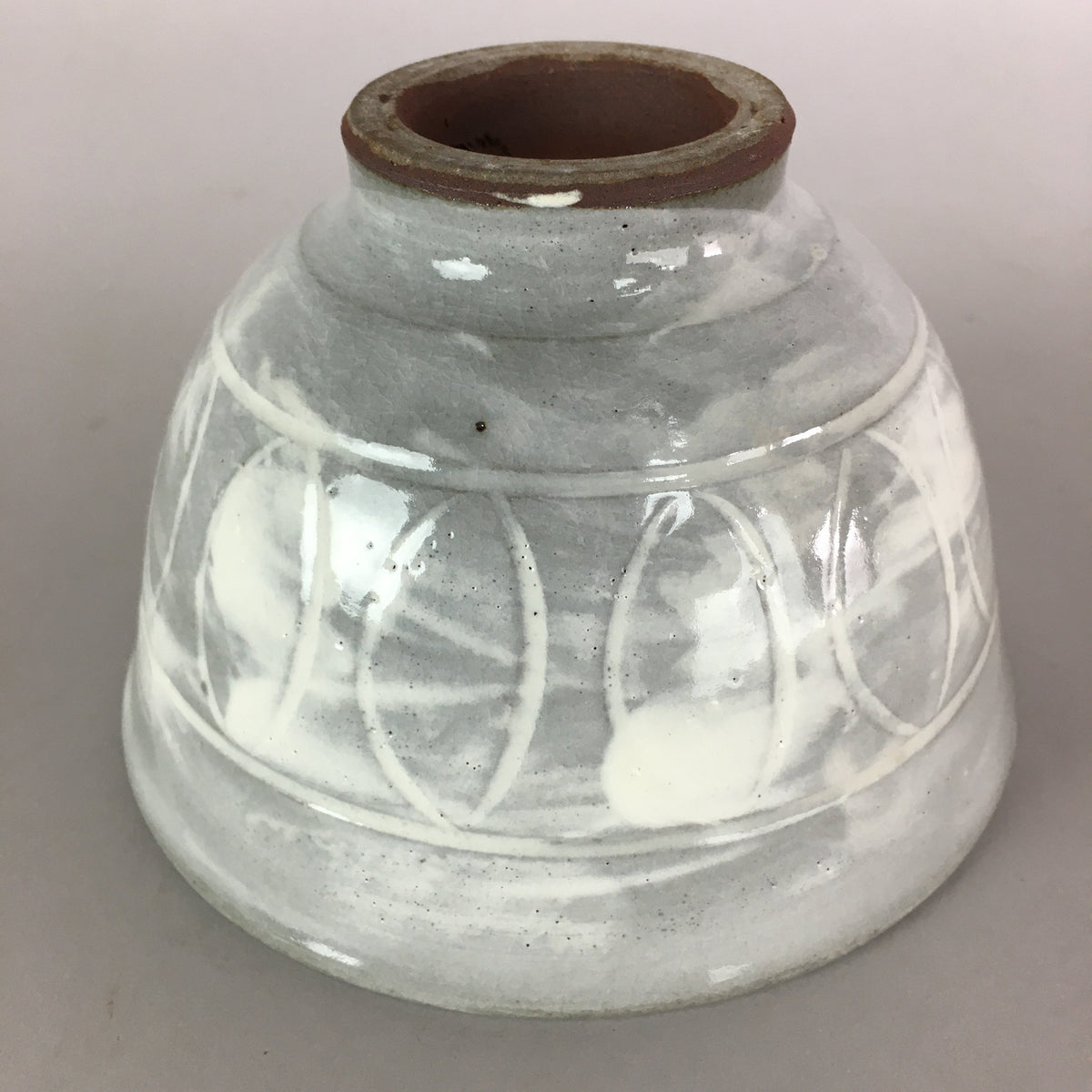 Japanese Ceramic Rice Bowl Vtg Chawan Pottery Gray White Yakimono Donburi PP491