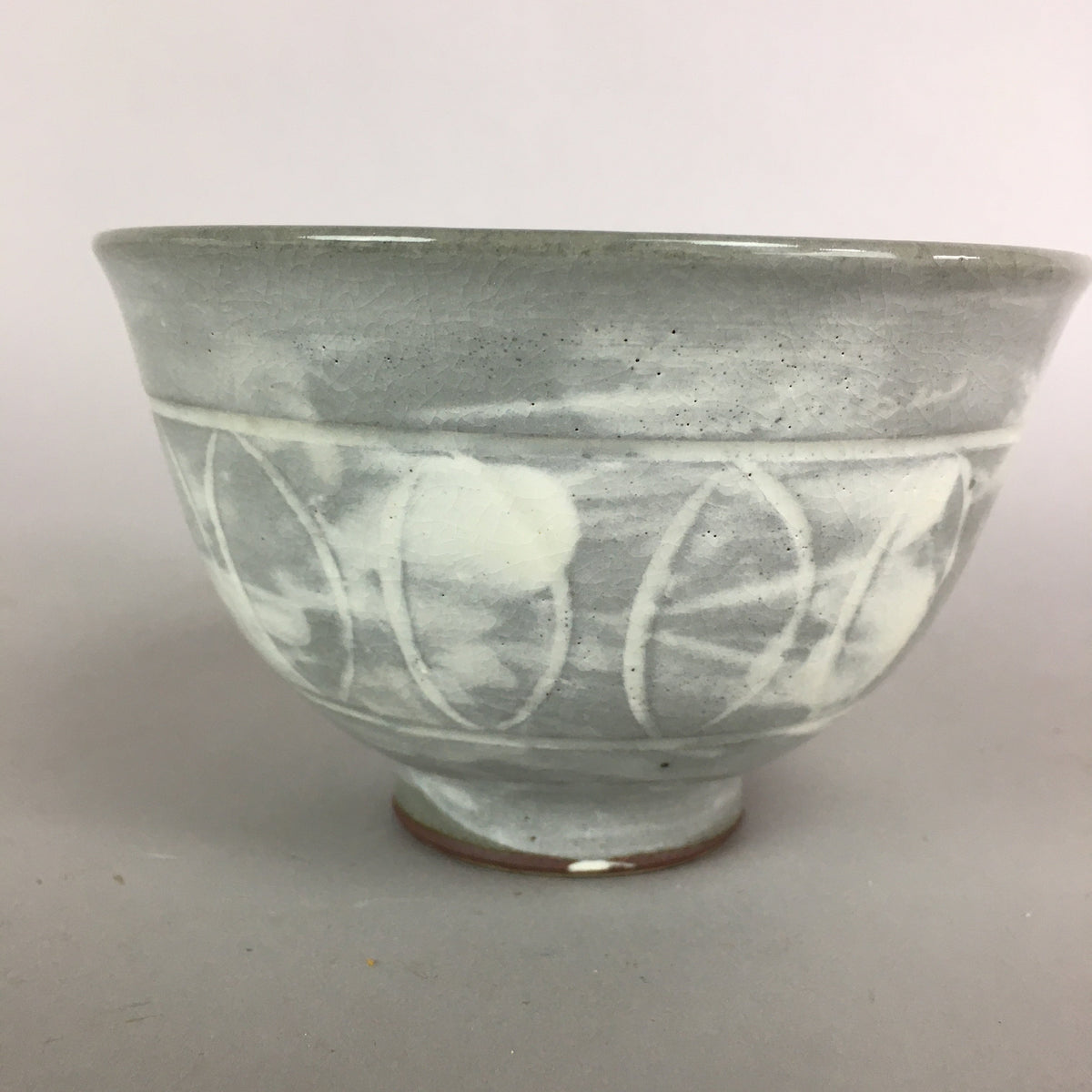Japanese Ceramic Rice Bowl Vtg Chawan Pottery Gray White Yakimono Donburi PP491
