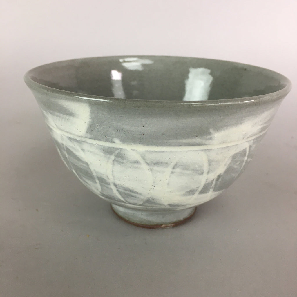 Japanese Ceramic Rice Bowl Vtg Chawan Pottery Gray White Yakimono Donburi PP491