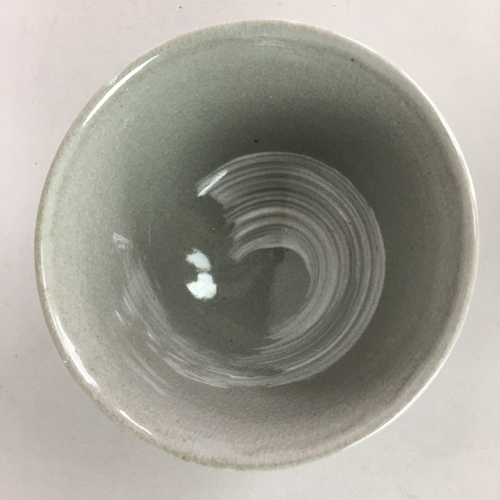Japanese Ceramic Rice Bowl Vtg Chawan Pottery Gray White Yakimono Donburi PP492