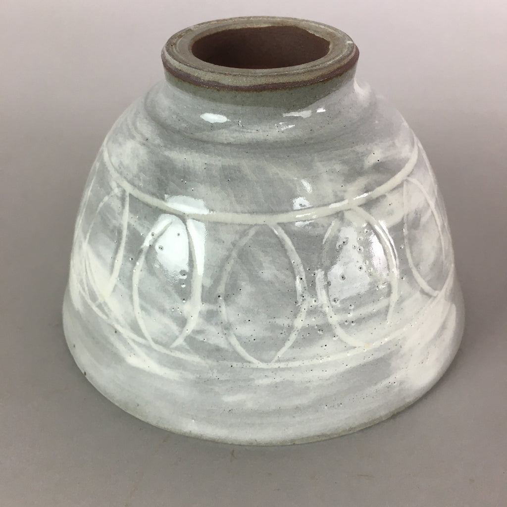 Japanese Ceramic Rice Bowl Vtg Chawan Pottery Gray White Yakimono Donburi PP492