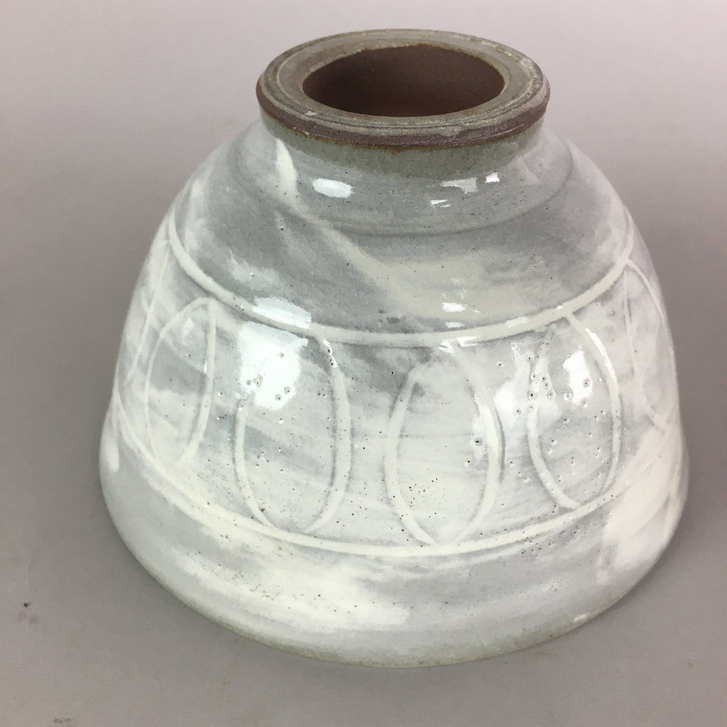Japanese Ceramic Rice Bowl Vtg Chawan Pottery Gray White Yakimono Donburi PP492