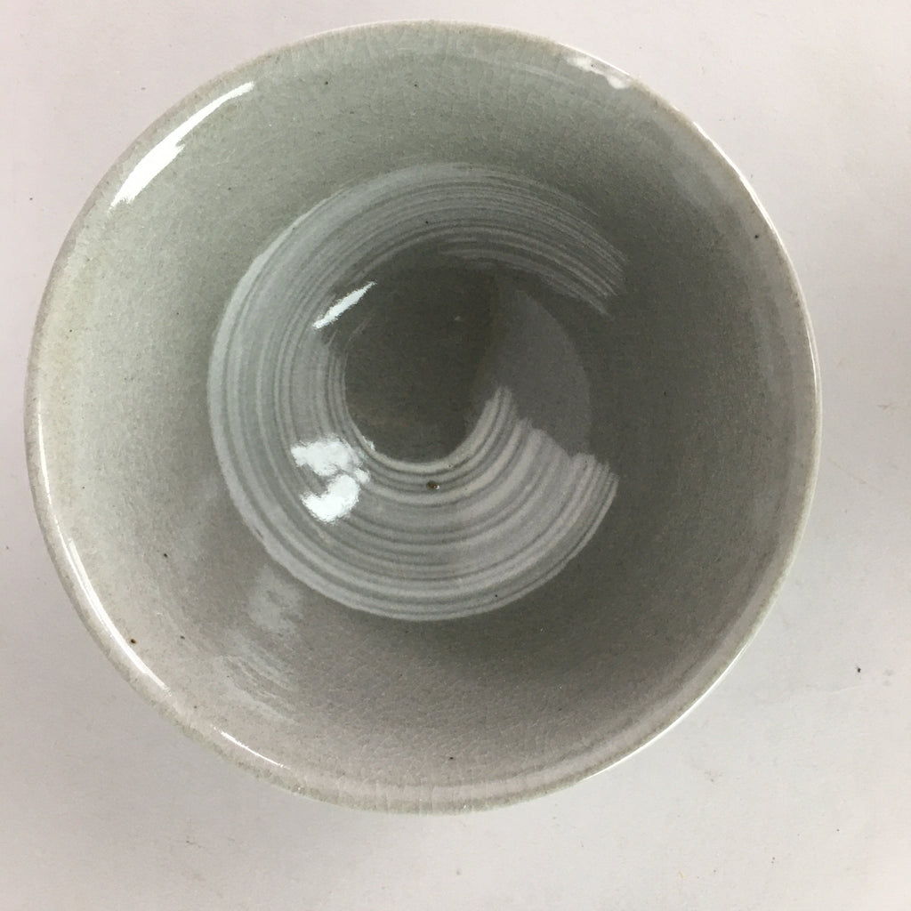 Japanese Ceramic Rice Bowl Vtg Chawan Pottery Gray White Yakimono Donburi PP493
