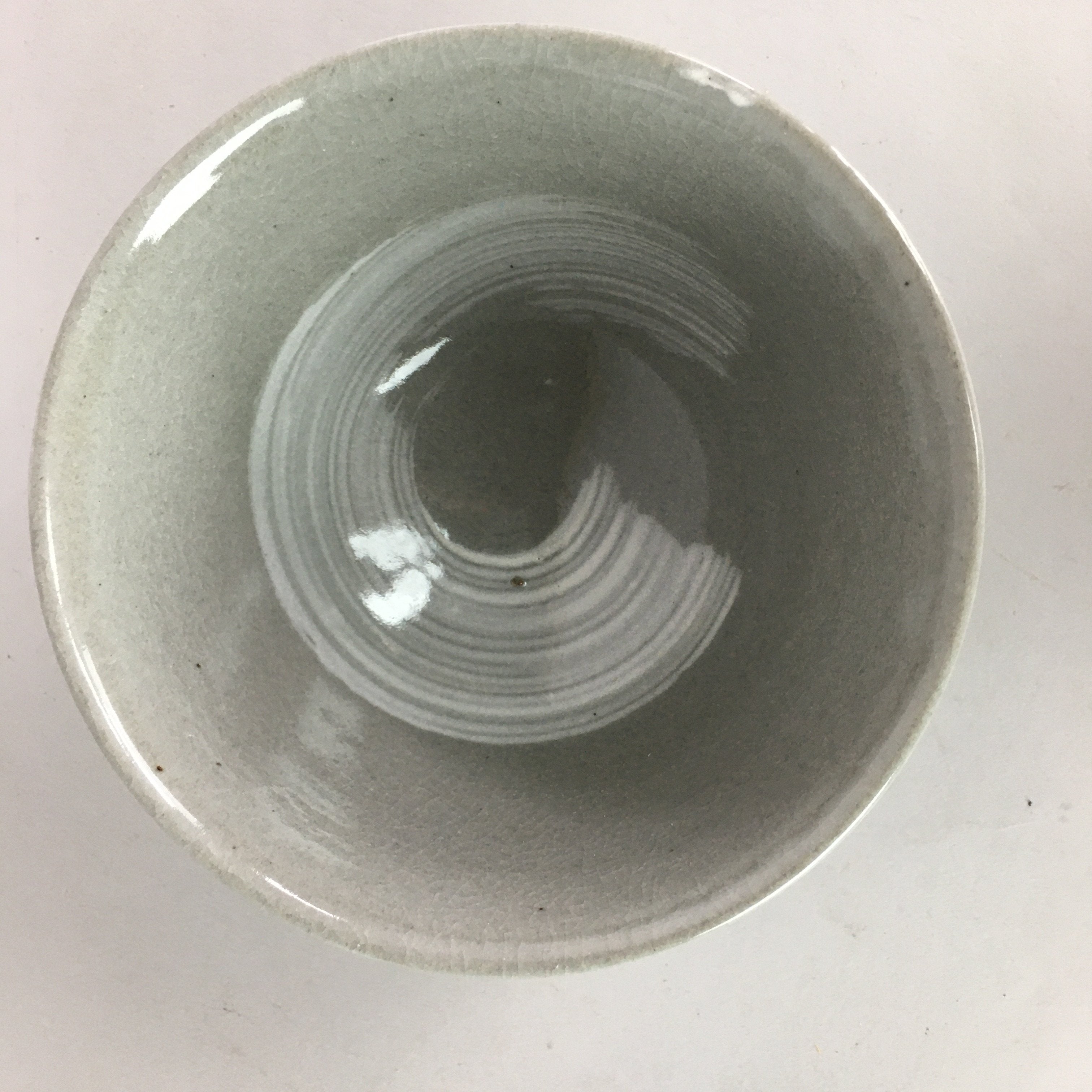 Japanese Ceramic Rice Bowl Vtg Chawan Pottery Gray White Yakimono Donburi PP493
