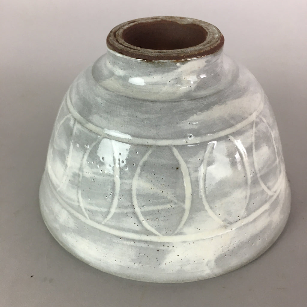 Japanese Ceramic Rice Bowl Vtg Chawan Pottery Gray White Yakimono Donburi PP493